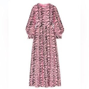 Rixo Emma Black and Pink Tiger Stripes Dress Made Out of Great Quality SILK XS